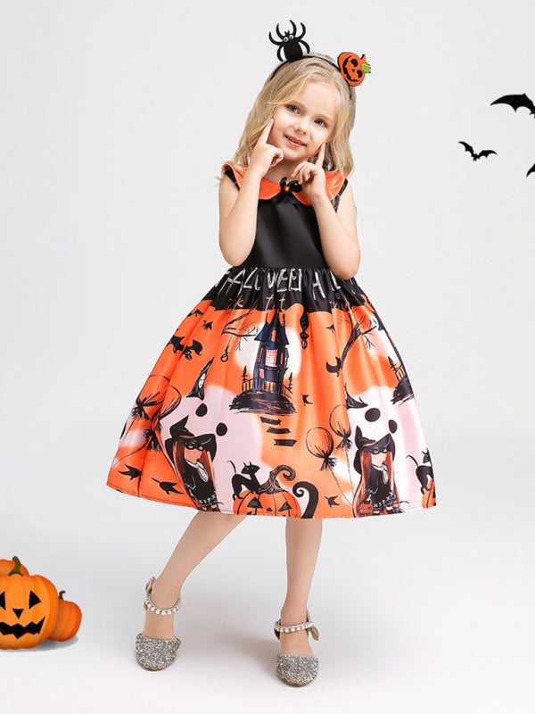 Girls' Halloween Witch Costume Party Dress - Multiple Patterns