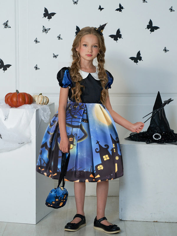 Girls' Halloween Witch Costume Party Dress - Multiple Patterns Pattern4