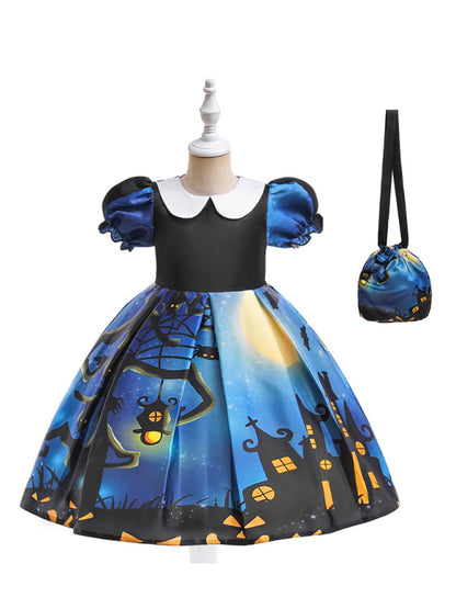 Girls' Halloween Witch Costume Party Dress - Multiple Patterns