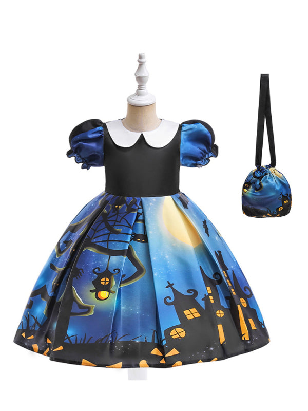 Girls' Halloween Witch Costume Party Dress - Multiple Patterns