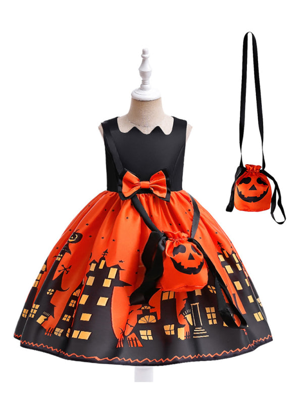 Girls' Halloween Witch Costume Party Dress - Multiple Patterns