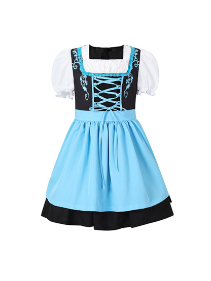 Girls Oktoberfest Costume Dress - Multi-Color Festival Outfit Blue