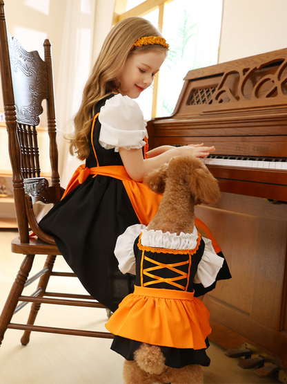 Girls Oktoberfest Costume Dress - Multi-Color Festival Outfit Orange
