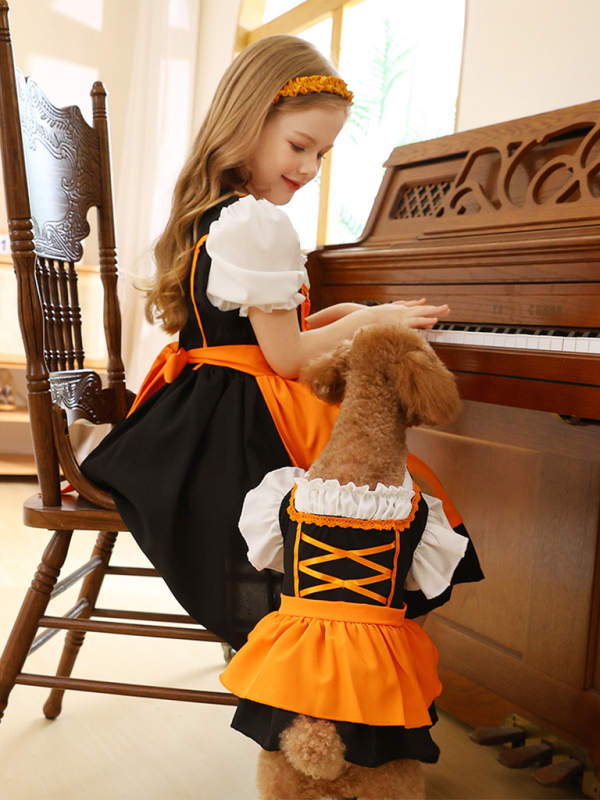 Girls Oktoberfest Costume Dress - Multi-Color Festival Outfit Orange