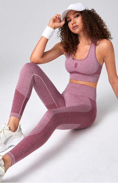 Women's Seamless Mesh Athletic Set - Quick-Dry Sports Bra & Leggings