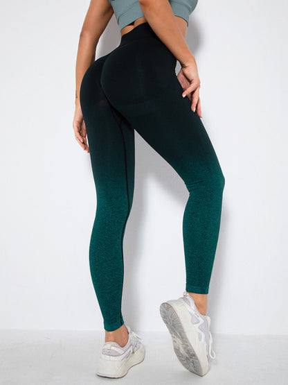Women's Seamless Gradient High Waist Quick-Dry Hip Lift Fitness Leggings Green