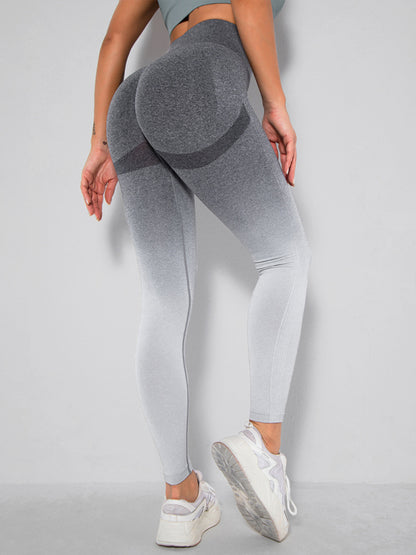 Women's Seamless Gradient High Waist Quick-Dry Hip Lift Fitness Leggings Misty grey