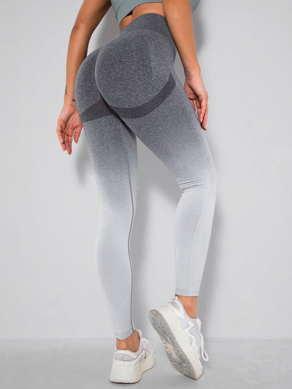 Women's Seamless Gradient High Waist Quick-Dry Hip Lift Fitness Leggings Misty grey