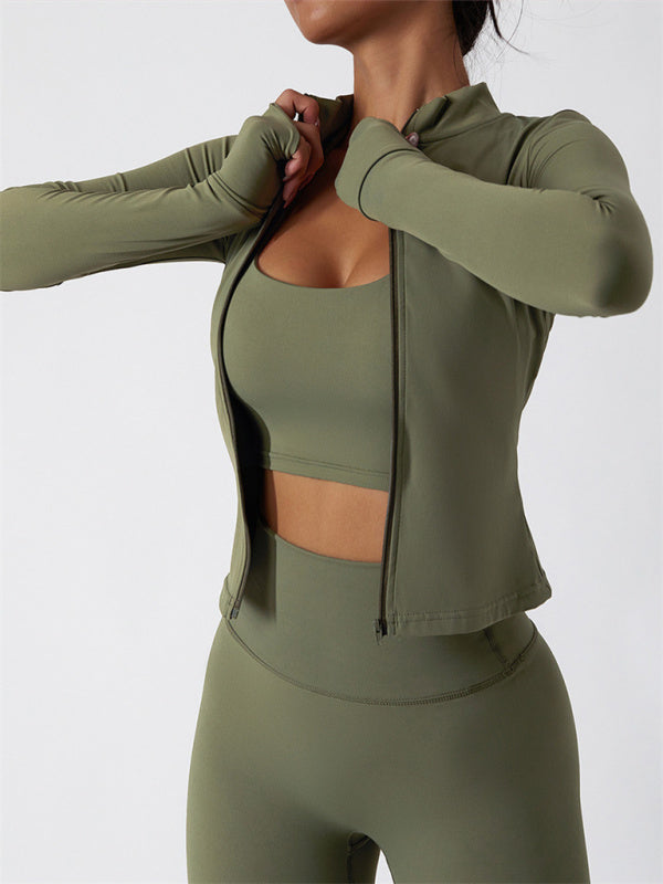 Women's Athletic Cardigan Jacket - Breathable & Quick-Dry Olive green