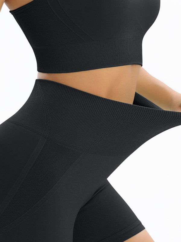 Women's Seamless Cotton Athletic Set - High-Waist Shorts & Tank Top