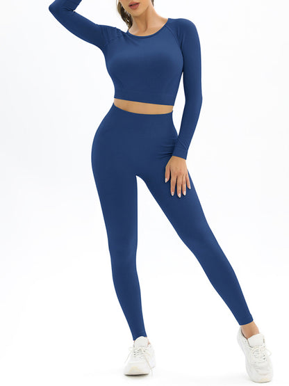 Women's Seamless Athletic Set - Long Sleeve Top & Leggings Champlain color