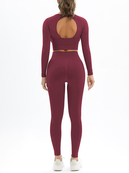 Women's Seamless Athletic Set - Long Sleeve Top & Leggings