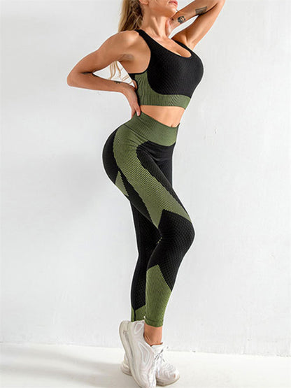 Women's Halter Neck Yoga Tank Top & High Waist Leggings Set