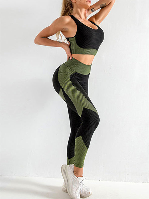 Women's Halter Neck Yoga Tank Top & High Waist Leggings Set