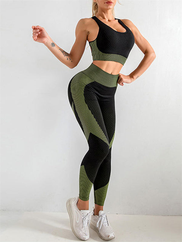 Women's Halter Neck Yoga Tank Top & High Waist Leggings Set