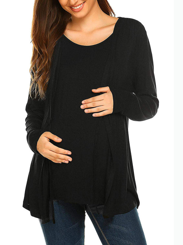 Nursing Top - Long Sleeve Tie Front Breastfeeding Maternity Top