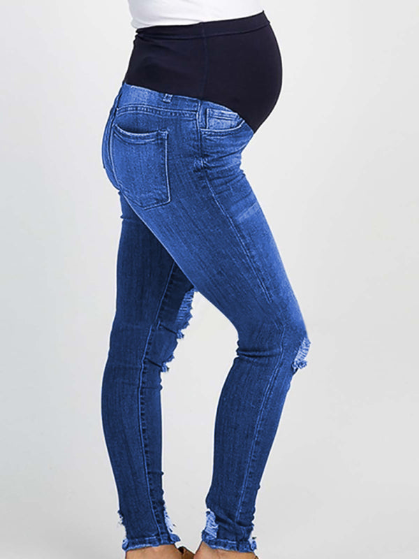 Maternity Jeans - High Waist Belly Support Casual Pants