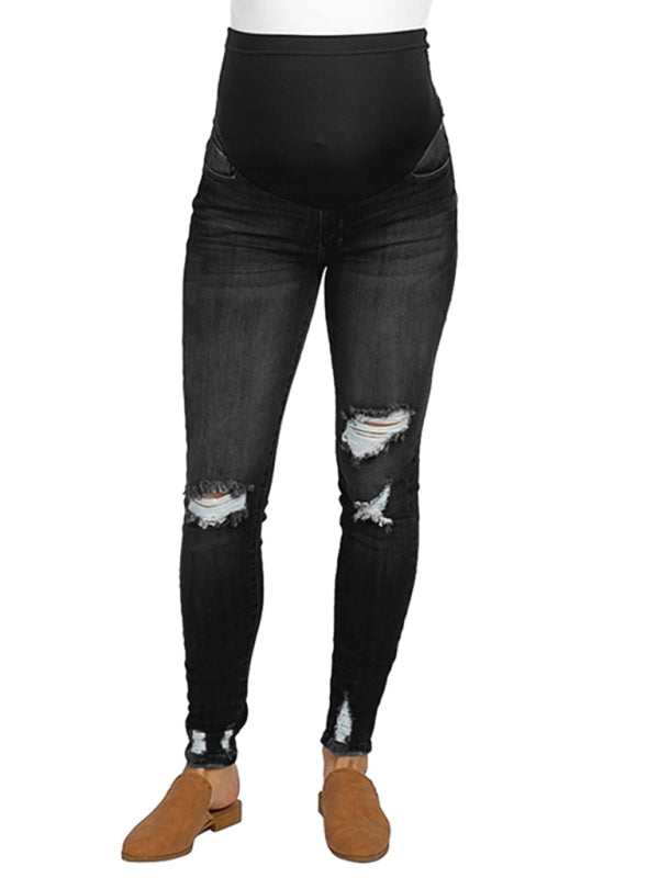 Maternity Jeans - High Waist Belly Support Casual Pants
