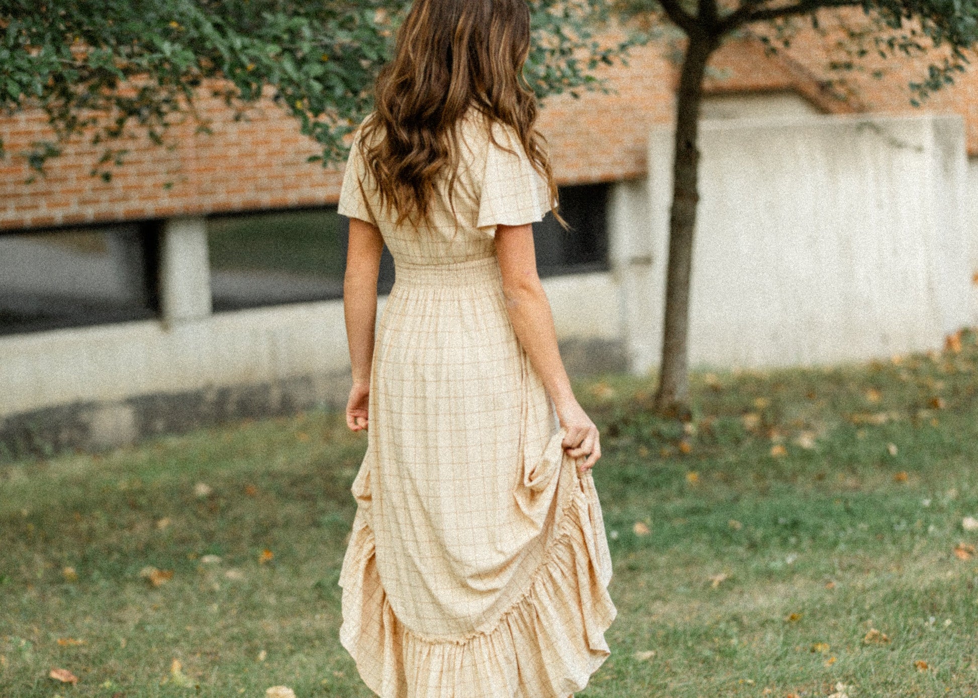 Isabella Windowpane Maxi Dress