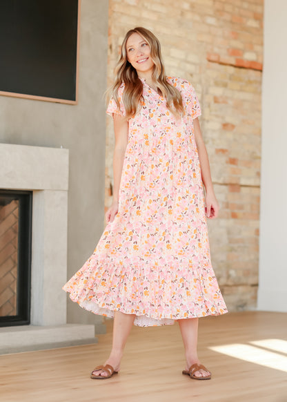 Jaydrien Floral Flutter Sleeve Midi Dress - FINAL SALE XL