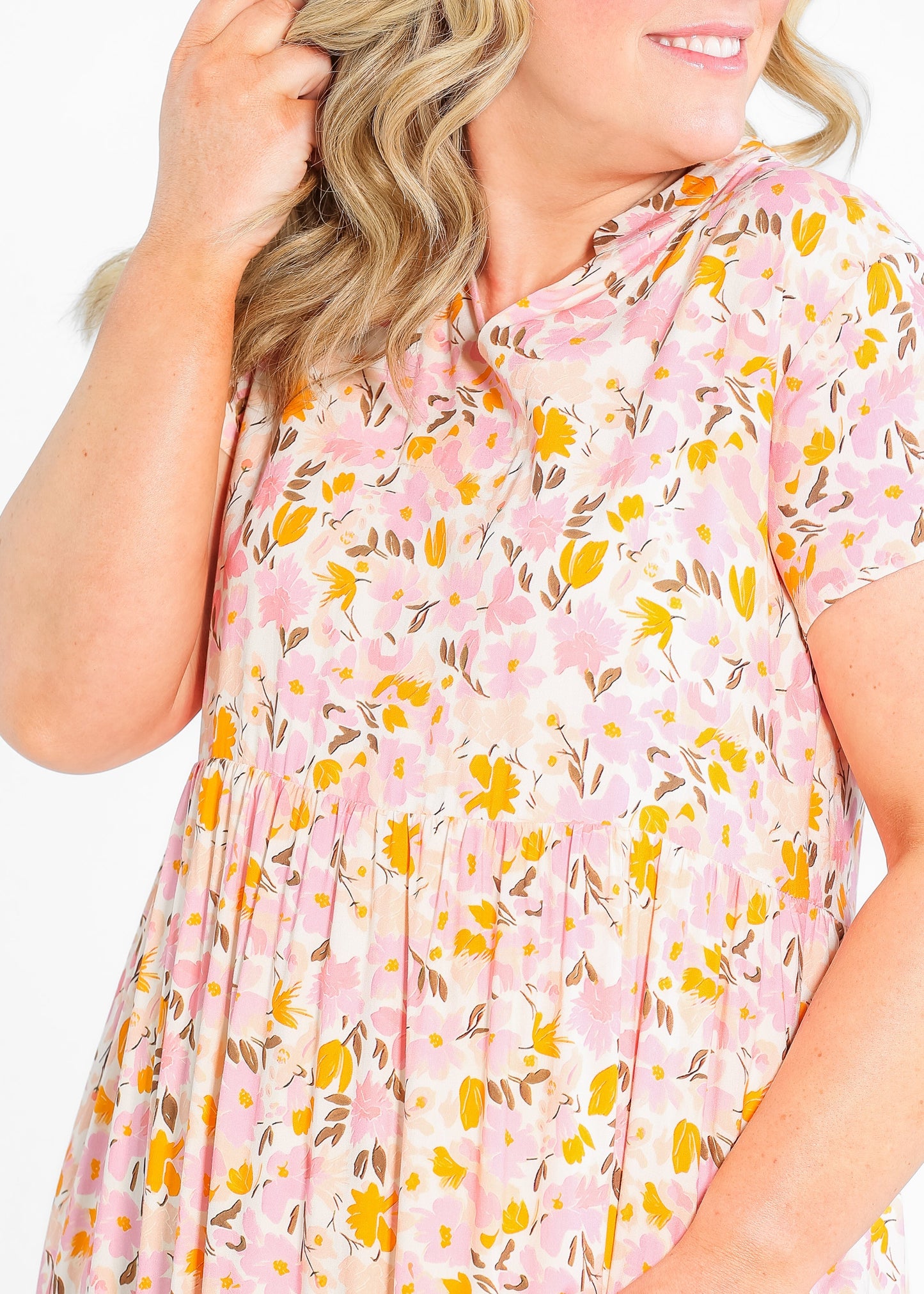 Jaydrien Floral Flutter Sleeve Midi Dress - FINAL SALE