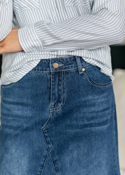Jennifer A-Line Long Denim Skirt
