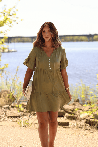 Jessica Green Tiered Mini Dress - FINAL SALE