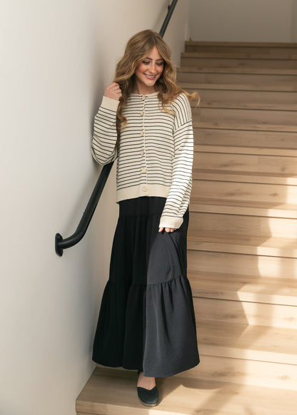 Jill Stretch Waist Tiered Maxi Skirt