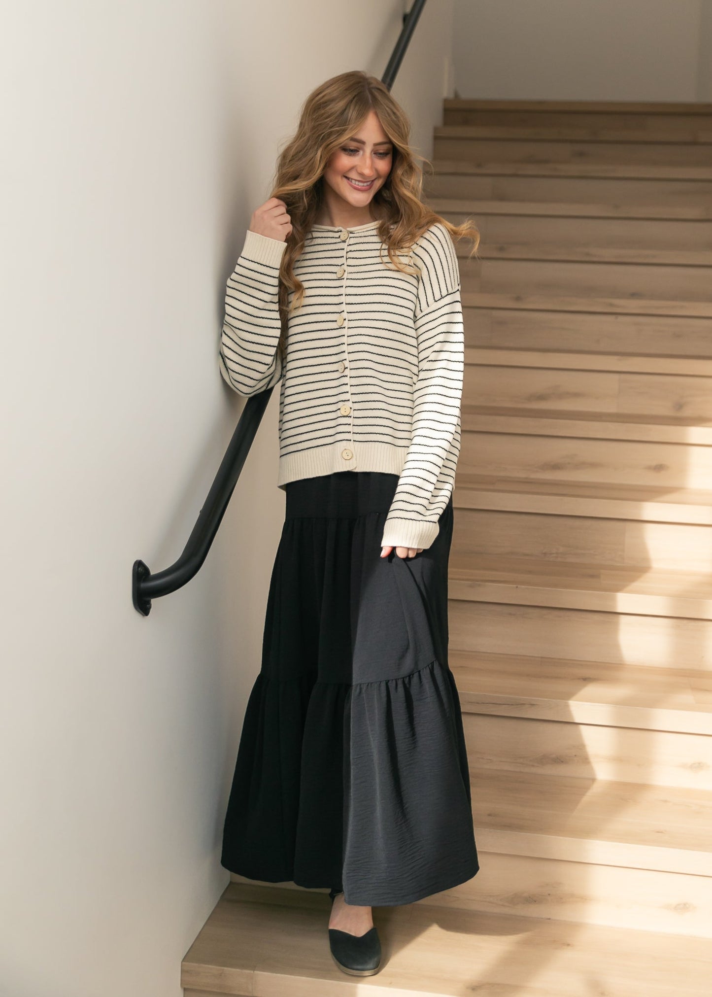 Jill Stretch Waist Tiered Maxi Skirt