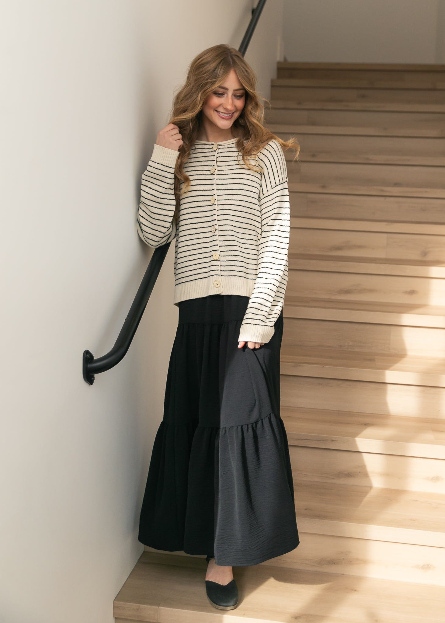 Jill Stretch Waist Tiered Maxi Skirt