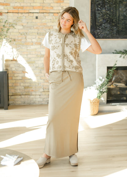 Jordan Knit Maxi Skirt Khaki