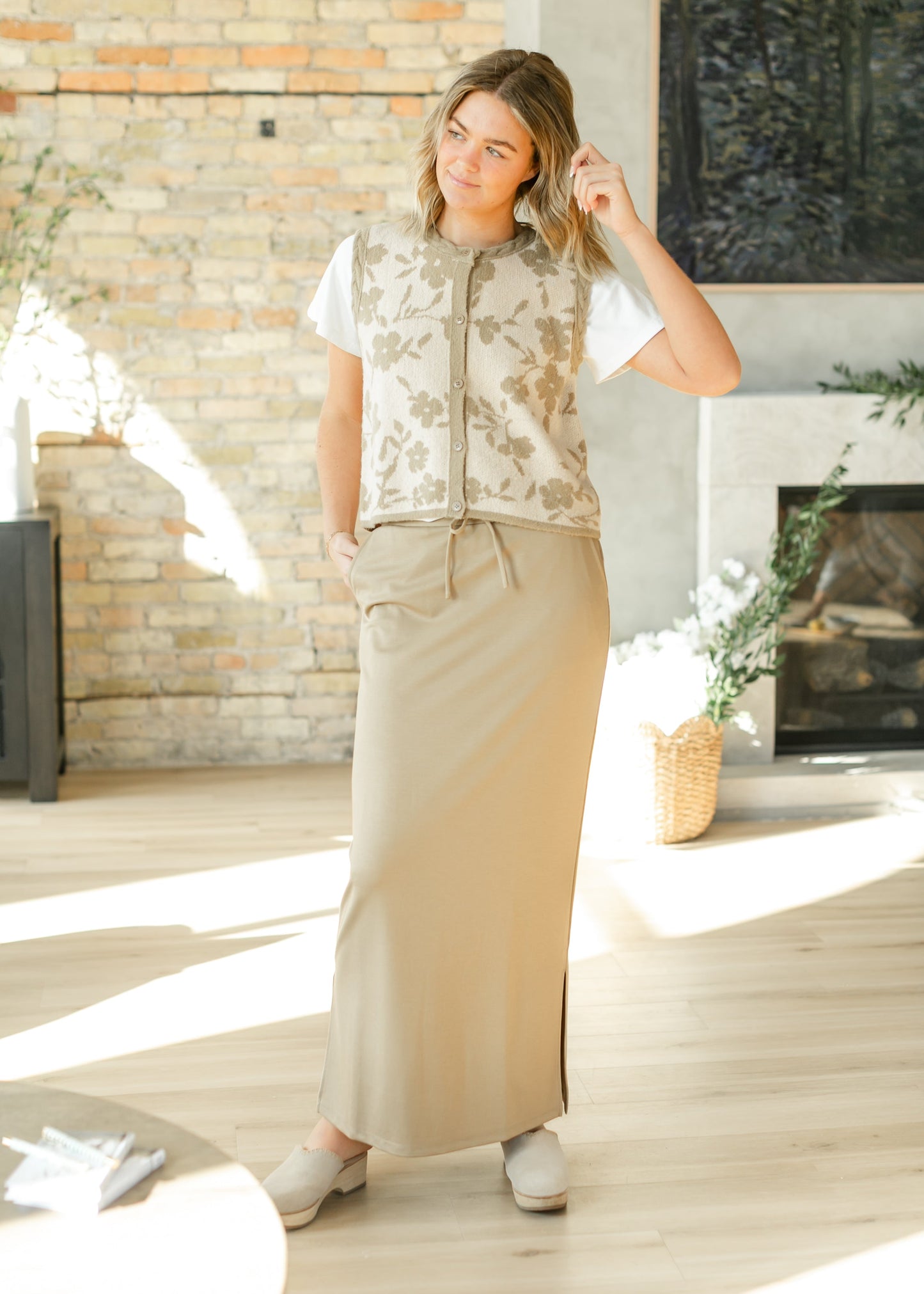 Jordan Knit Maxi Skirt Khaki