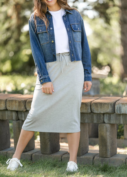 Jordan Knit Midi Skirt Heather Gray