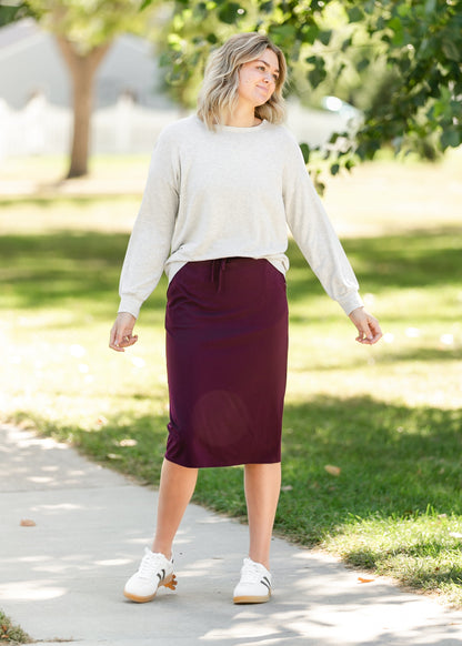 Jordan Knit Midi Skirt Eggplant