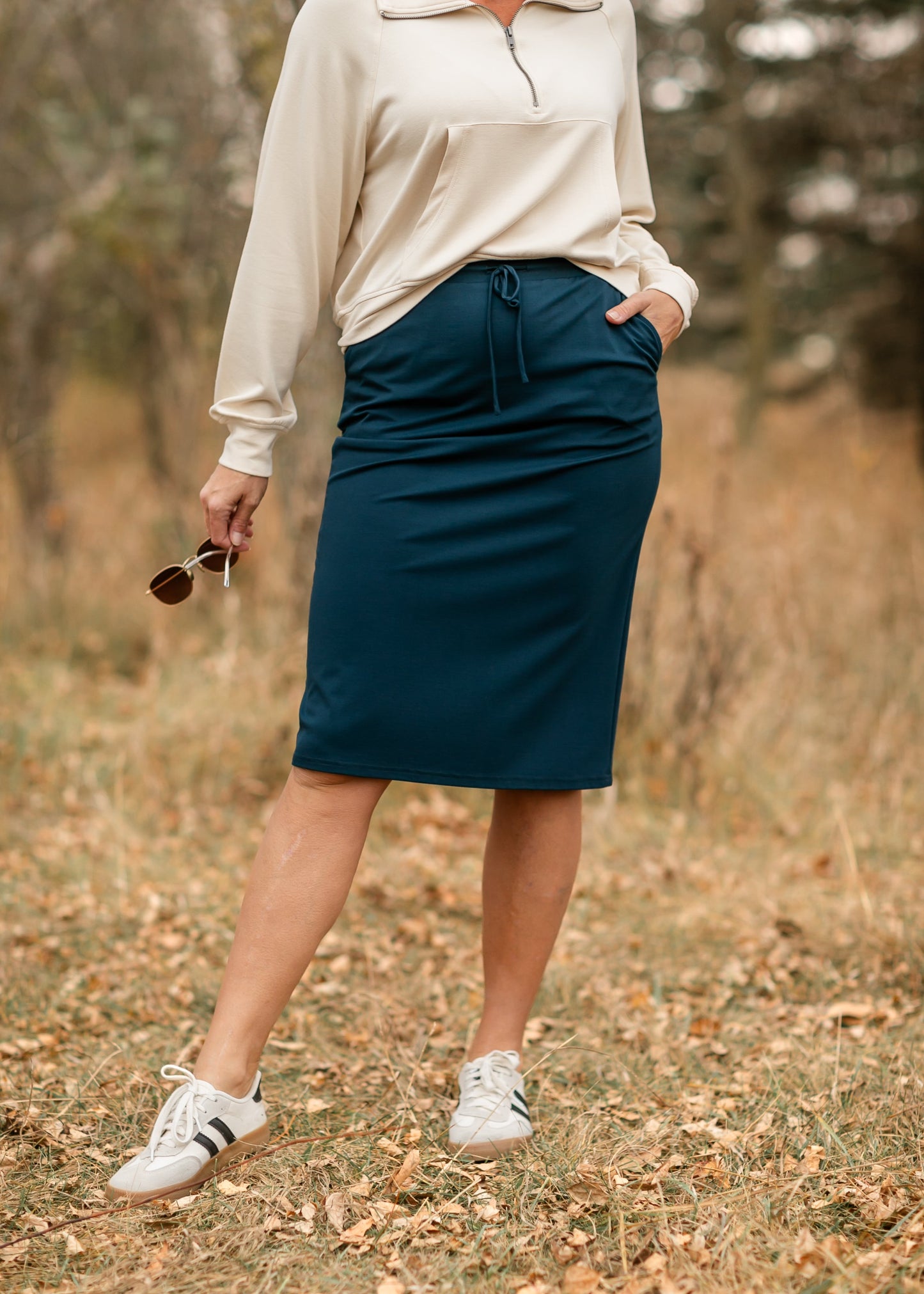 Jordan Knit Midi Skirt Teal