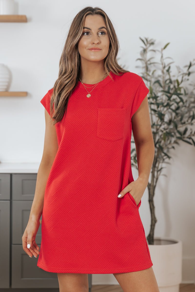 Kimberly Red Textured Mini Dress - FINAL SALE