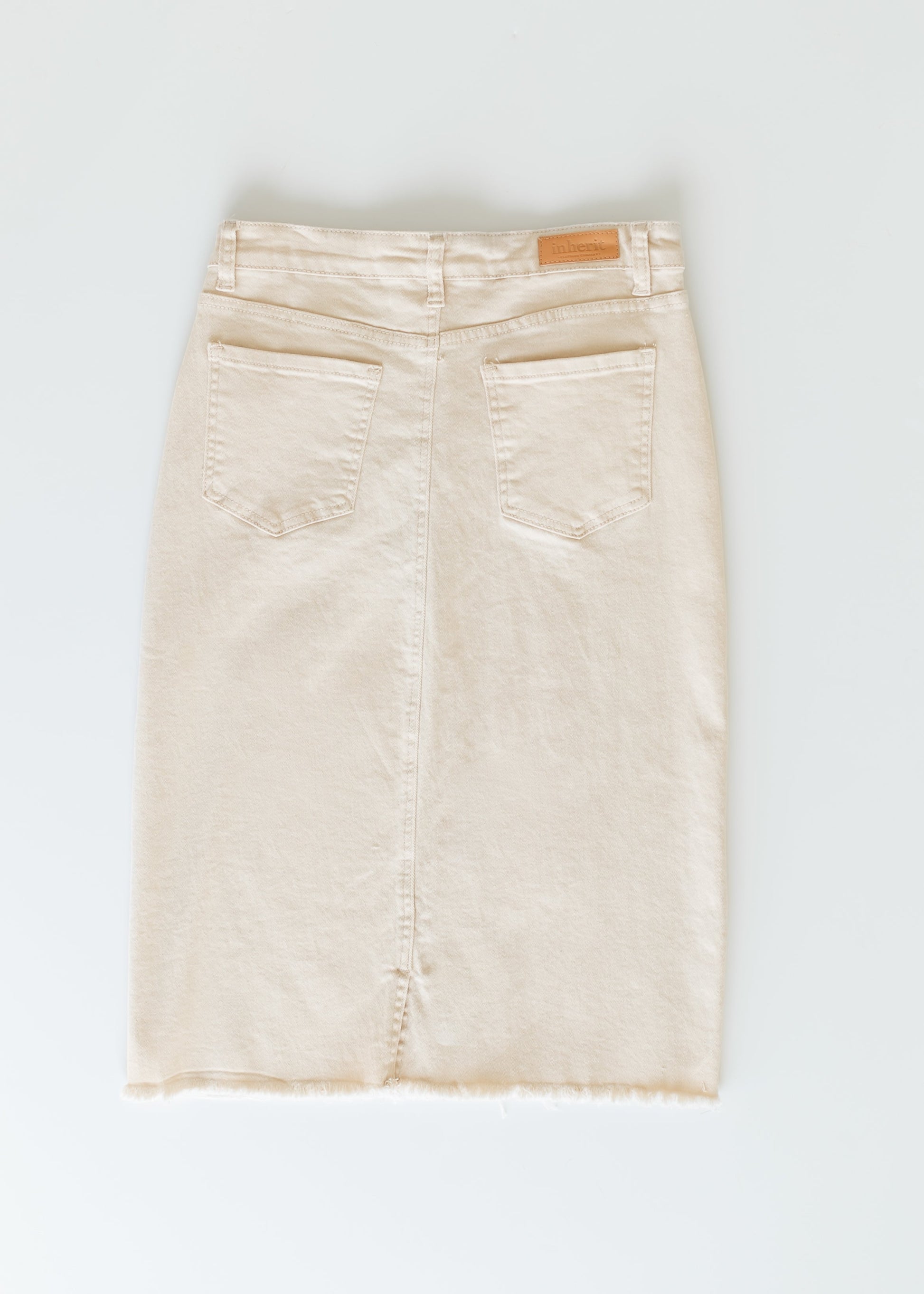 Kobe Raw Hem Denim Midi Skirt