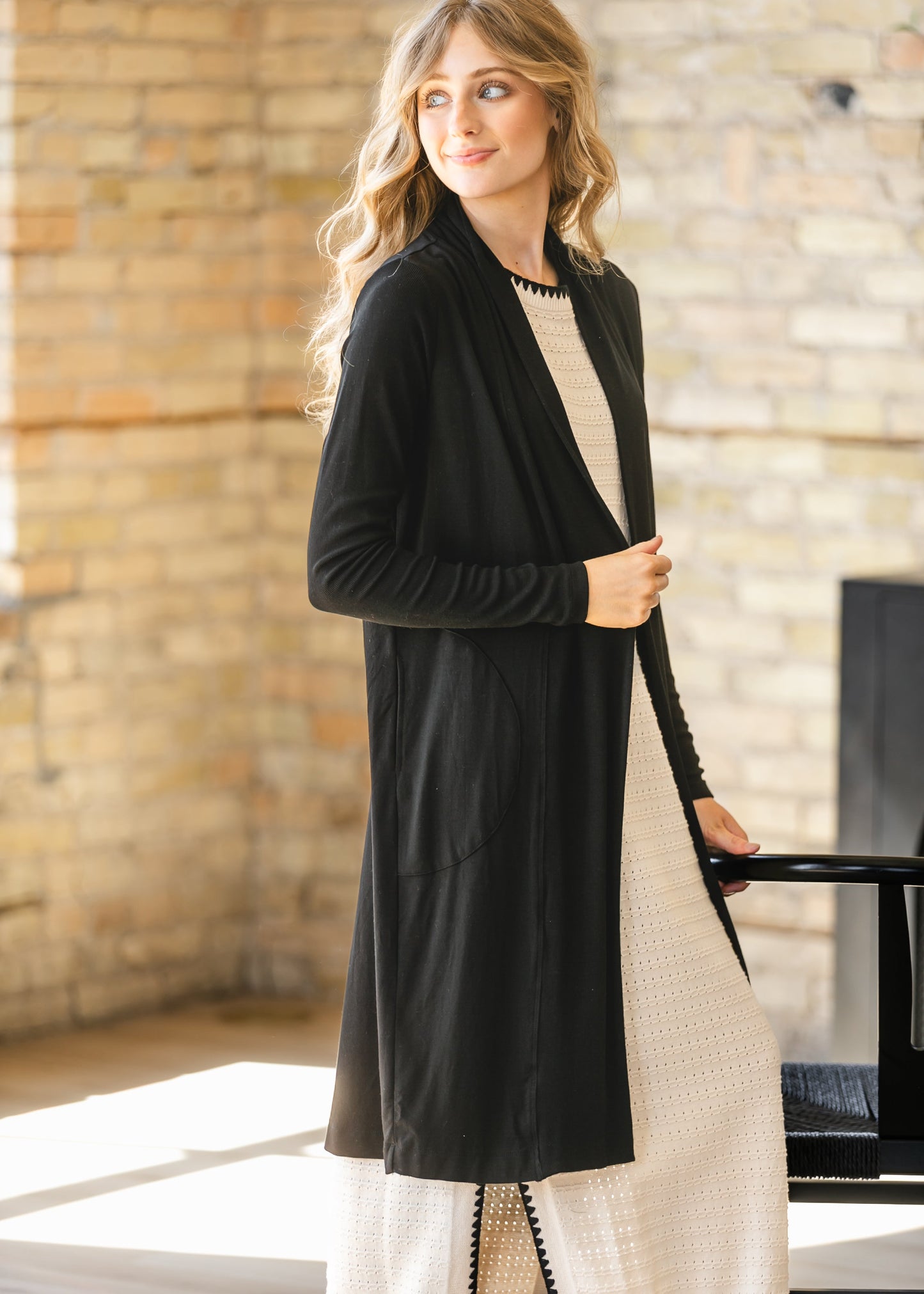 Kylin Open Front Cardigan Black