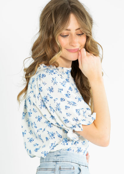 Laurel V-neck Floral Short Sleeve Top