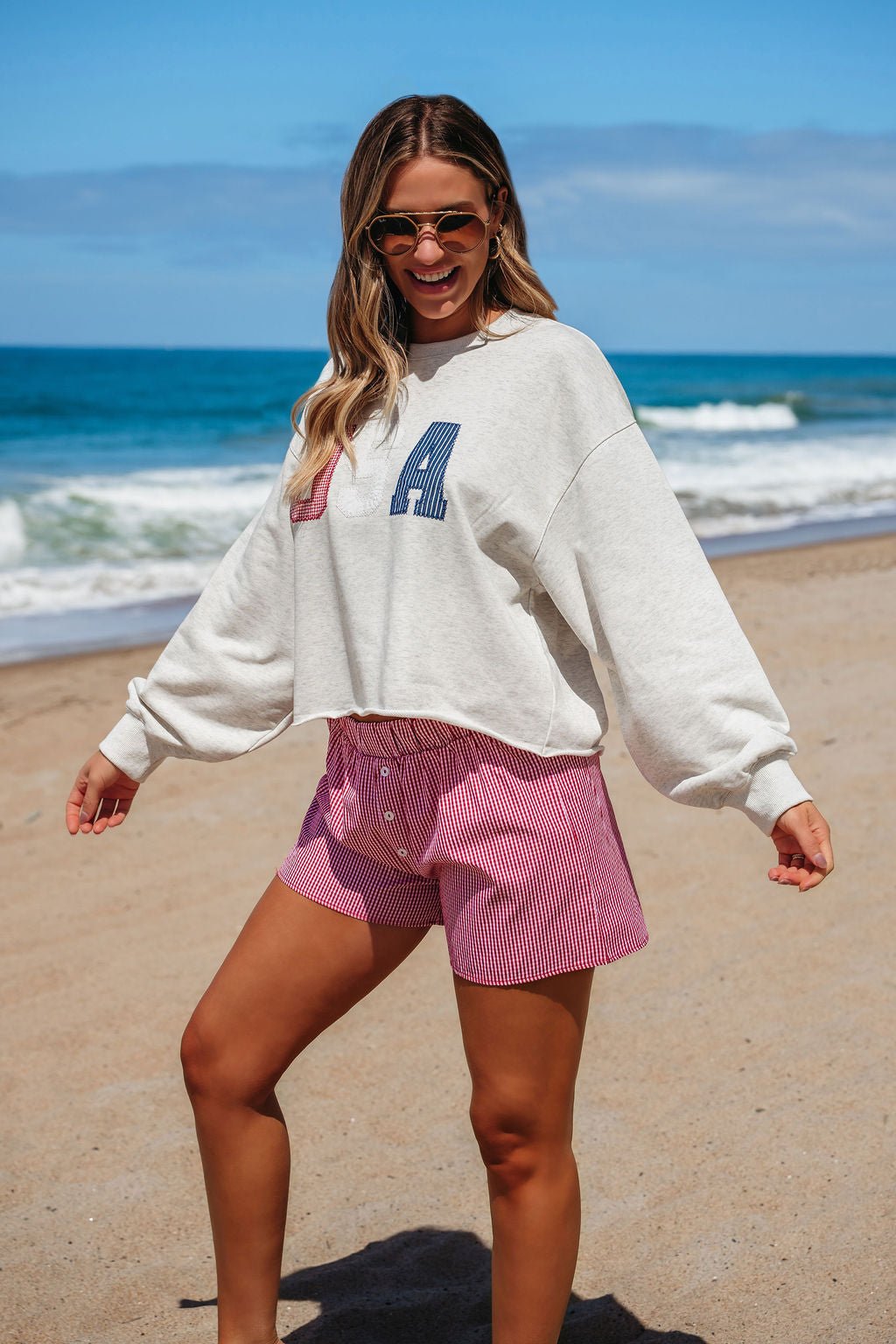 Light Grey USA Graphic Sweatshirt - FINAL SALE