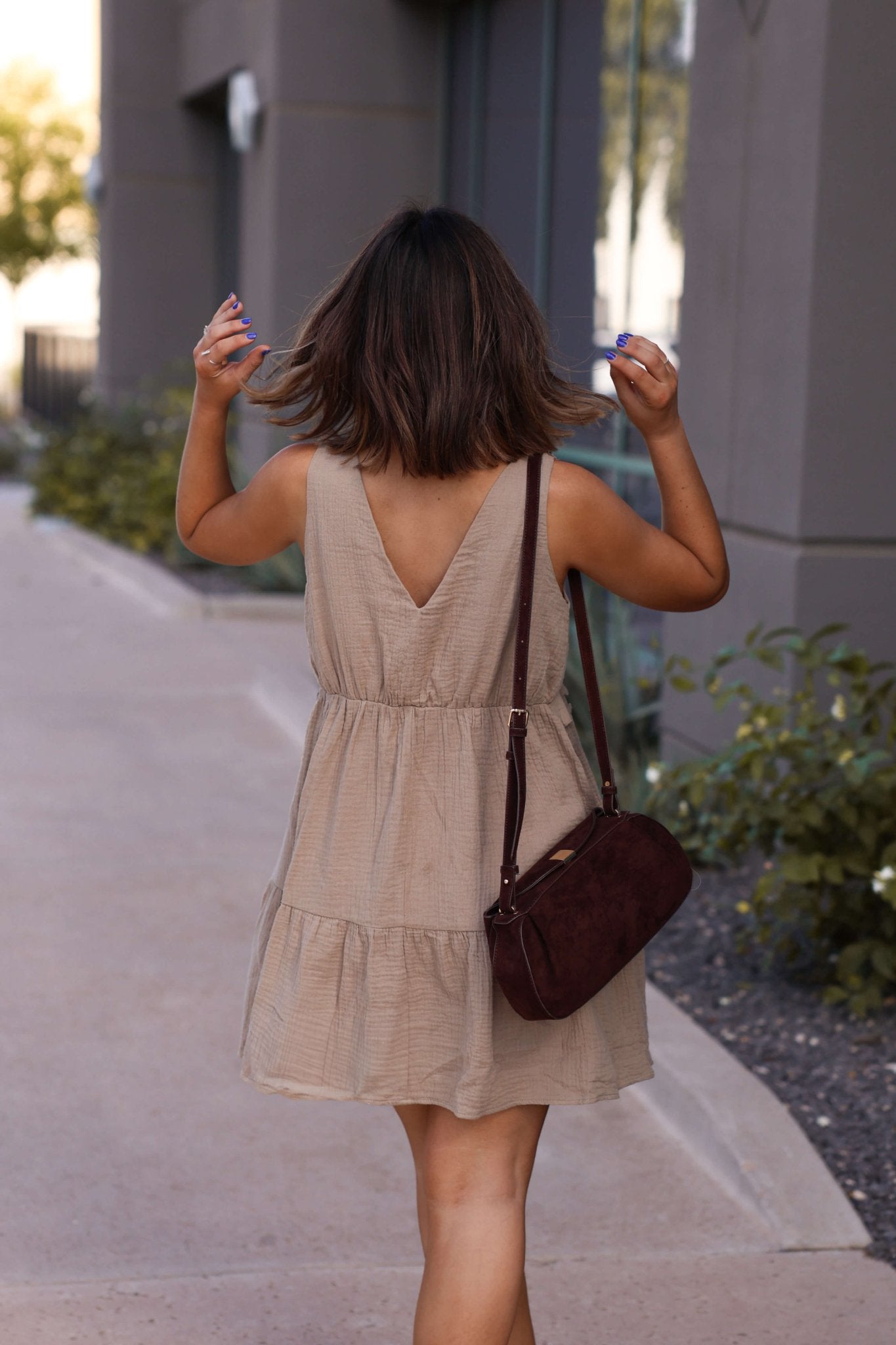 Lila Mocha Ruffle Tiered Tank Mini Dress - FINAL SALE
