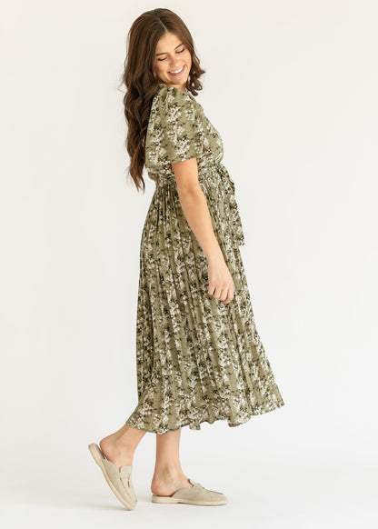 Louise Short Sleeve Pleated Midi Dress