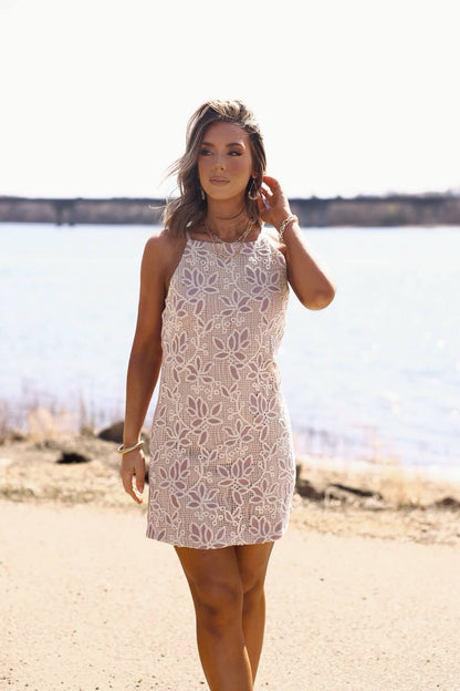 Love & Lace Light Mauve Shift Mini Dress - FINAL SALE