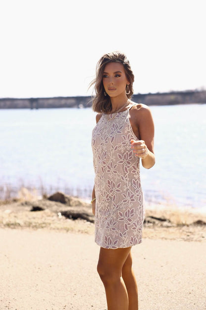 Love & Lace Light Mauve Shift Mini Dress - FINAL SALE