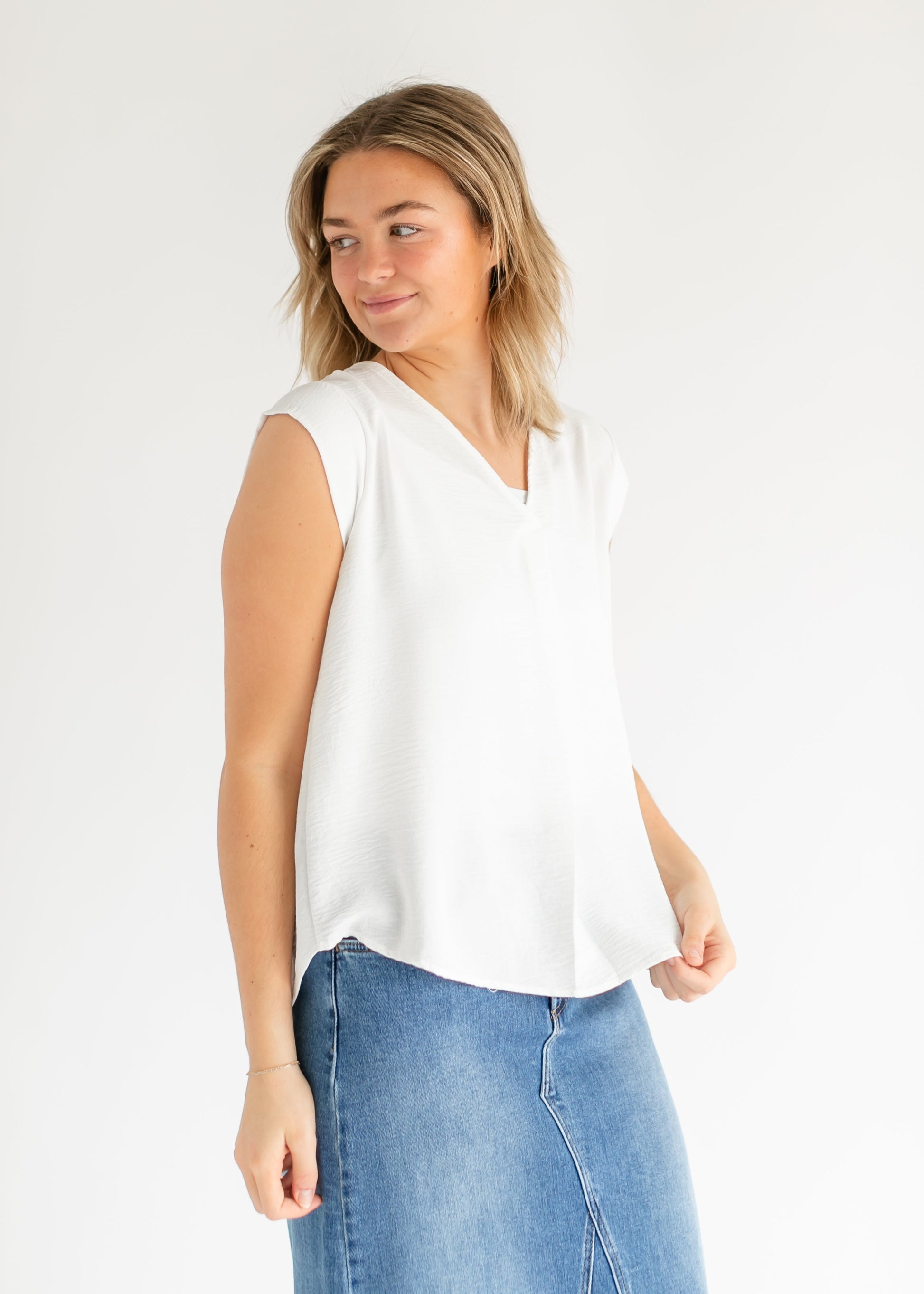 Madison V-neck Short Sleeve Flowy Top - FINAL SALE