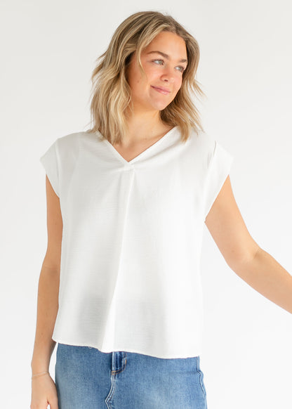 Madison V-neck Short Sleeve Flowy Top - FINAL SALE