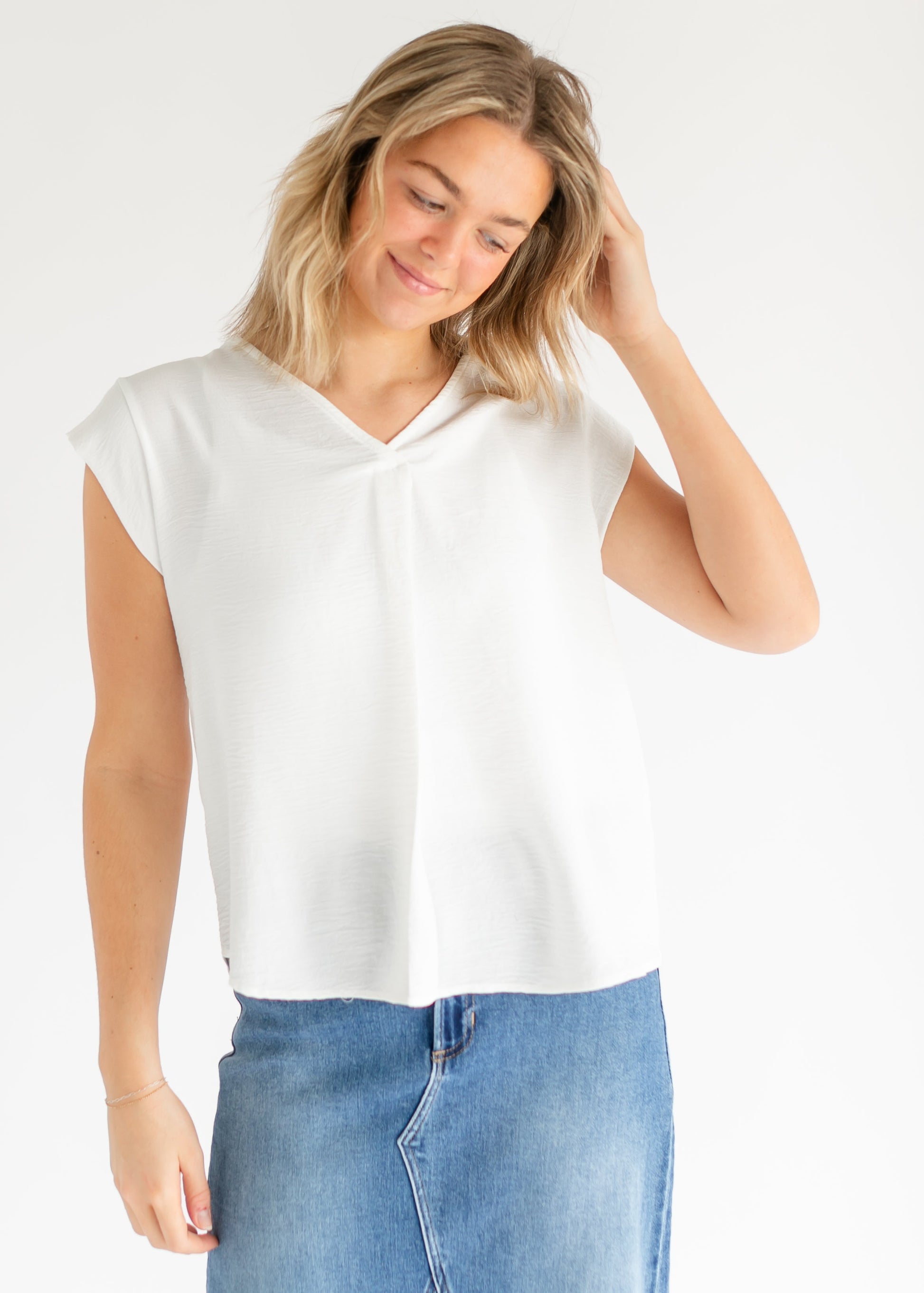 Madison V-neck Short Sleeve Flowy Top - FINAL SALE