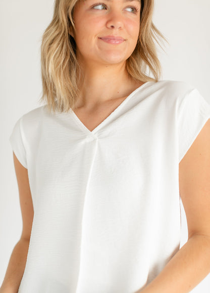 Madison V-neck Short Sleeve Flowy Top - FINAL SALE