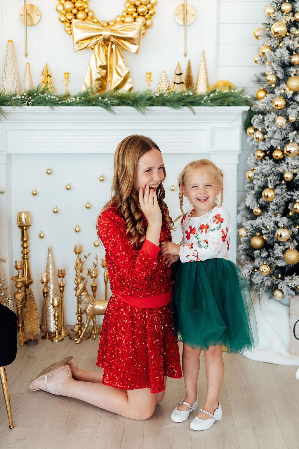 Red Velvet Sequin Twirl Skort