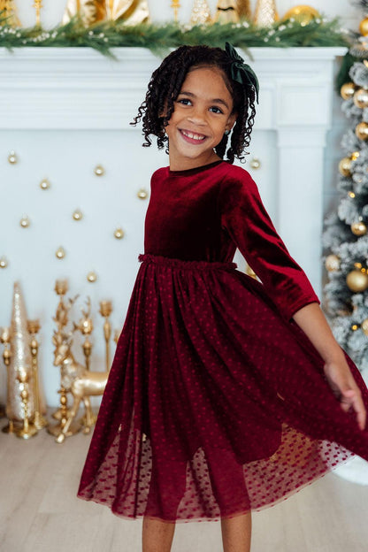 Cranberry Velvet Tutu Dress